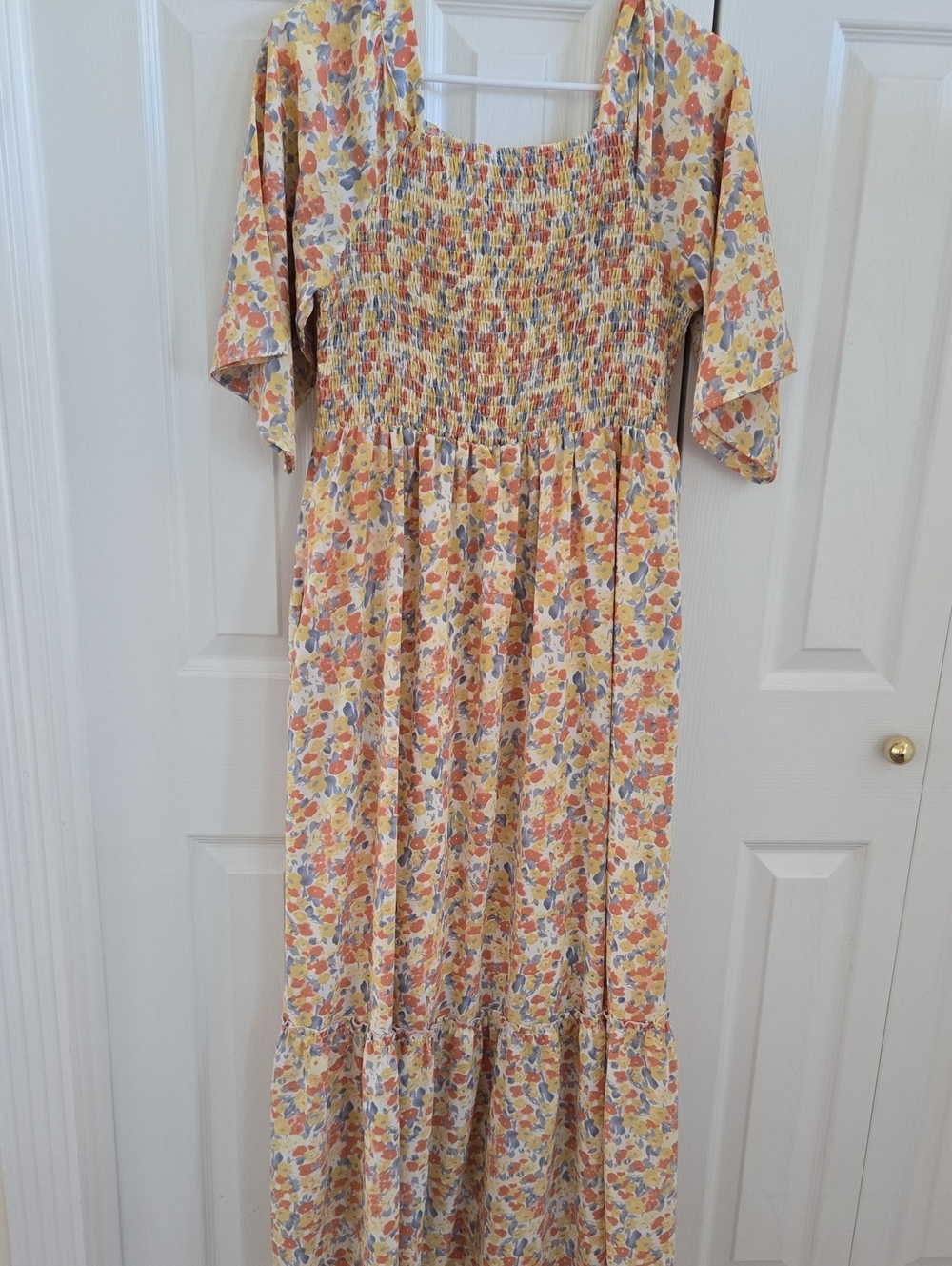 Love Olive Co Smocked Floral Maxi Dress - Yellow Multi